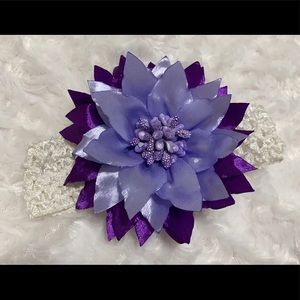 Handmade purple headband, satin flower, chunky